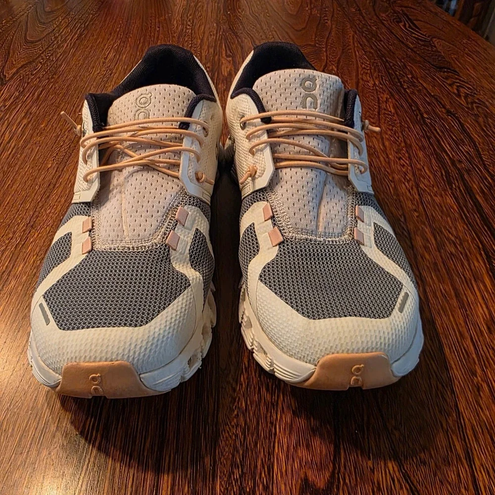 On Cloud 5 Womens Running Shoes Glacier White Denim Blue Speed Laces Size 8.5
